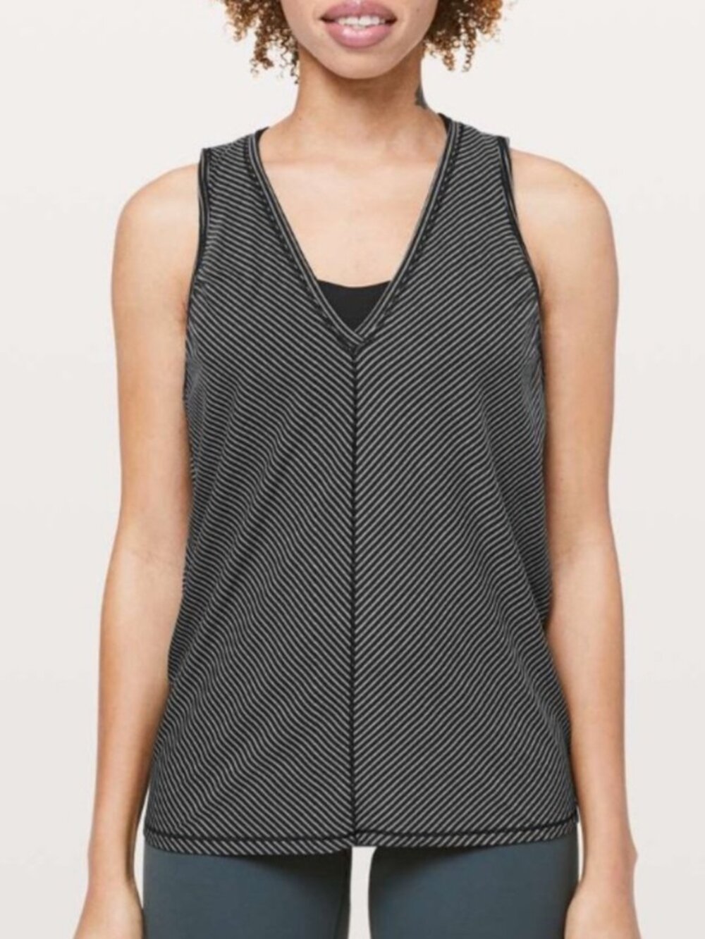 Lululemon Circuit Crusher Striped Tank  Black Gray Stripe Size 2
